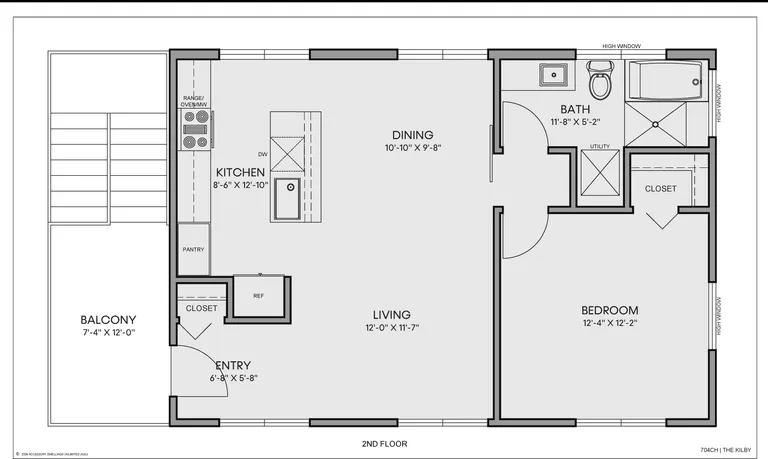 The Kilby floorplan, unit above